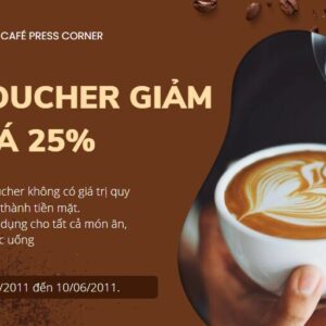 Voucher Giảm Giá Café PressCorner - Trải Nghiệm Đẳng Cấp Với Shisha Hương Vị Độc Đáo Chỉ Với 100.000VND!